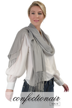 Laden Sie das Bild in den Galerie-Viewer, Winter Schal Kaschmir 30% Stola bordeaux & grau * Confectionair