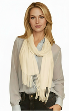 Laden Sie das Bild in den Galerie-Viewer, (dunkelgrau / hellgrau) 30% Kaschmir Damen Schal Stola Herbst Winter 185x65 Fransen Kaschmirschal Pashmina Wollschal Damenschal (Kopie)