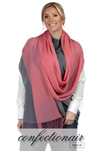 Laden Sie das Bild in den Galerie-Viewer, Winter Schal Kaschmir 30% Stola bordeaux & grau * Confectionair
