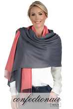 Laden Sie das Bild in den Galerie-Viewer, Winter Schal Kaschmir 30% Stola bordeaux & grau * Confectionair