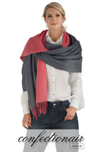 Laden Sie das Bild in den Galerie-Viewer, Winter Schal Kaschmir 30% Stola bordeaux & grau * Confectionair