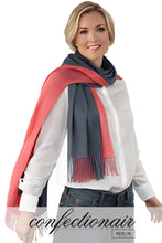 Laden Sie das Bild in den Galerie-Viewer, Winter Schal Kaschmir 30% Stola bordeaux & grau * Confectionair