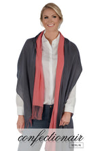 Laden Sie das Bild in den Galerie-Viewer, Winter Schal Kaschmir 30% Stola bordeaux & grau * Confectionair