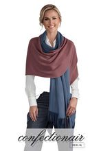 Laden Sie das Bild in den Galerie-Viewer, Winter Schal Kaschmir 30% Stola bordeaux & grau * Confectionair