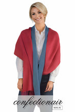 Laden Sie das Bild in den Galerie-Viewer, Winter Schal Kaschmir 30% Stola bordeaux & grau * Confectionair