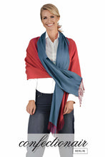 Laden Sie das Bild in den Galerie-Viewer, Winter Schal Kaschmir 30% Stola bordeaux & grau * Confectionair