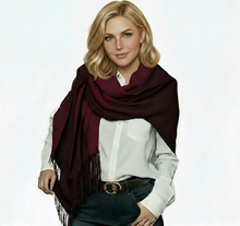Laden Sie das Bild in den Galerie-Viewer, (dunkelgrau / hellgrau) 30% Kaschmir Damen Schal Stola Herbst Winter 185x65 Fransen Kaschmirschal Pashmina Wollschal Damenschal (Kopie)