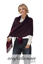 Laden Sie das Bild in den Galerie-Viewer, Winter Schal Kaschmir 30% Stola bordeaux & grau * Confectionair