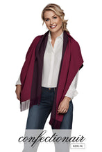Laden Sie das Bild in den Galerie-Viewer, Winter Schal Kaschmir 30% Stola bordeaux & grau * Confectionair