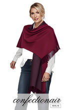 Laden Sie das Bild in den Galerie-Viewer, Winter Schal Kaschmir 30% Stola bordeaux & grau * Confectionair