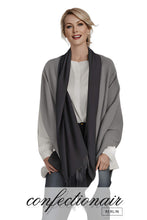 Laden Sie das Bild in den Galerie-Viewer, Winter Schal Kaschmir 30% Stola bordeaux & grau * Confectionair