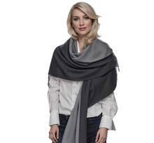 Laden Sie das Bild in den Galerie-Viewer, (dunkelgrau / hellgrau) 30% Kaschmir Damen Schal Stola Herbst Winter 185x65 Fransen Kaschmirschal Pashmina Wollschal Damenschal (Kopie)