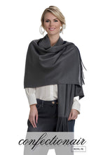 Laden Sie das Bild in den Galerie-Viewer, Winter Schal Kaschmir 30% Stola bordeaux & grau * Confectionair