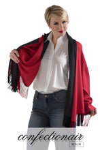Laden Sie das Bild in den Galerie-Viewer, Winter Schal Kaschmir 30% Stola bordeaux & grau * Confectionair