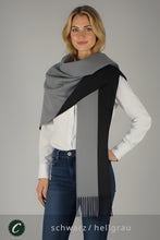 Laden Sie das Bild in den Galerie-Viewer, Winter 30% Kaschmir Schal Damen z.B. schwarz/hellgrau * Confectionair (92)