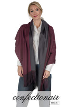 Laden Sie das Bild in den Galerie-Viewer, Winter Schal Kaschmir 30% Stola bordeaux & grau * Confectionair