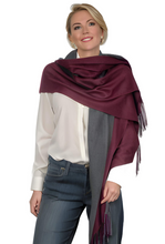 Laden Sie das Bild in den Galerie-Viewer, (dunkelgrau / hellgrau) 30% Kaschmir Damen Schal Stola Herbst Winter 185x65 Fransen Kaschmirschal Pashmina Wollschal Damenschal (Kopie)