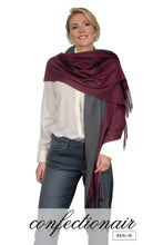Laden Sie das Bild in den Galerie-Viewer, Winter Schal Kaschmir 30% Stola bordeaux & grau * Confectionair