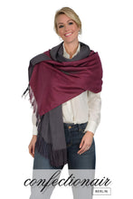 Laden Sie das Bild in den Galerie-Viewer, Winter Schal Kaschmir 30% Stola bordeaux & grau * Confectionair