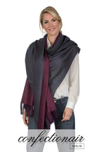 Laden Sie das Bild in den Galerie-Viewer, Winter Schal Kaschmir 30% Stola bordeaux & grau * Confectionair