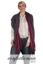 Laden Sie das Bild in den Galerie-Viewer, Winter Schal Kaschmir 30% Stola bordeaux & grau * Confectionair