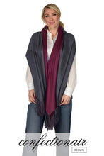 Laden Sie das Bild in den Galerie-Viewer, Winter Schal Kaschmir 30% Stola bordeaux & grau * Confectionair