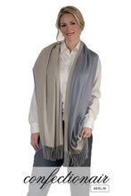 Laden Sie das Bild in den Galerie-Viewer, Winter Schal Kaschmir 30% Stola bordeaux & grau * Confectionair