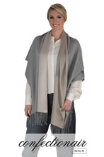Laden Sie das Bild in den Galerie-Viewer, Winter Schal Kaschmir 30% Stola bordeaux & grau * Confectionair