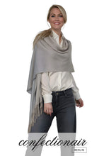 Laden Sie das Bild in den Galerie-Viewer, Winter Schal Kaschmir 30% Stola bordeaux & grau * Confectionair