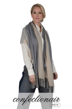 Laden Sie das Bild in den Galerie-Viewer, Winter Schal Kaschmir 30% Stola bordeaux & grau * Confectionair