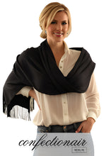 Laden Sie das Bild in den Galerie-Viewer, Winter Schal Kaschmir 30% Stola bordeaux & grau * Confectionair