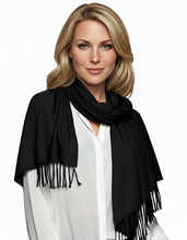 Laden Sie das Bild in den Galerie-Viewer, (dunkelgrau / hellgrau) 30% Kaschmir Damen Schal Stola Herbst Winter 185x65 Fransen Kaschmirschal Pashmina Wollschal Damenschal (Kopie)
