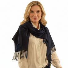 Laden Sie das Bild in den Galerie-Viewer, (dunkelgrau / hellgrau) 30% Kaschmir Damen Schal Stola Herbst Winter 185x65 Fransen Kaschmirschal Pashmina Wollschal Damenschal (Kopie)