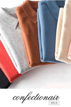 Laden Sie das Bild in den Galerie-Viewer, 10% Kaschmir Polokragen Strickjacke Cardigan - Confectionair Berlin