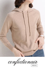 Laden Sie das Bild in den Galerie-Viewer, 10% Kaschmir Hoodie Kapuzenpullover - Confectionair Berlin