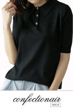 Laden Sie das Bild in den Galerie-Viewer, 10% Kaschmir Poloshirt Bluse Damen - Confectionair Berlin