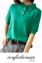 Laden Sie das Bild in den Galerie-Viewer, 10% Kaschmir Poloshirt Bluse Damen - Confectionair Berlin