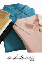 Laden Sie das Bild in den Galerie-Viewer, 10% Kaschmir Poloshirt Bluse Damen - Confectionair Berlin
