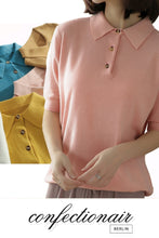 Laden Sie das Bild in den Galerie-Viewer, 10% Kaschmir Poloshirt Bluse Damen - Confectionair Berlin