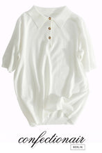 Laden Sie das Bild in den Galerie-Viewer, 10% Kaschmir Poloshirt Bluse Damen - Confectionair Berlin