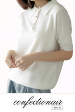 Laden Sie das Bild in den Galerie-Viewer, 10% Kaschmir Poloshirt Bluse Damen - Confectionair Berlin