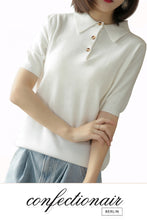Laden Sie das Bild in den Galerie-Viewer, 10% Kaschmir Poloshirt Bluse Damen - Confectionair Berlin
