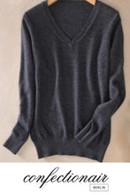 Laden Sie das Bild in den Galerie-Viewer, 35% Kaschmir Pullover schwarz Wolle Damen - Confectionair Berlin