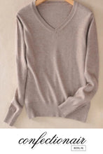 Laden Sie das Bild in den Galerie-Viewer, 35% Kaschmir Pullover beige Damen - Confectionair Berlin