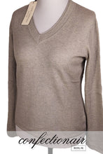 Laden Sie das Bild in den Galerie-Viewer, 100% Kaschmir Pullover Tallone "Made in Italy" V-Neck Zierkragen Damen Cashmere