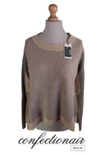 Laden Sie das Bild in den Galerie-Viewer, 100% Kaschmir Damen Pullover grau/hellbraun Dina Kuschel-Comfort Cashmere