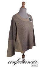 Laden Sie das Bild in den Galerie-Viewer, 100% Kaschmir Damen Pullover grau/hellbraun Dina Kuschel-Comfort Cashmere
