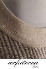 Laden Sie das Bild in den Galerie-Viewer, 100% Kaschmir Damen Pullover grau/hellbraun Dina Kuschel-Comfort Cashmere