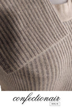 Laden Sie das Bild in den Galerie-Viewer, 100% Kaschmir Damen Pullover grau/hellbraun Dina Kuschel-Comfort Cashmere