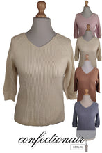 Laden Sie das Bild in den Galerie-Viewer, 100% Kaschmir Pullover 3/4 Arm Damen Luxus Cashmere - Confectionair Berlin